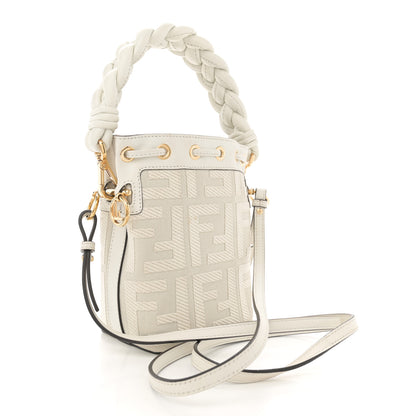 Fendi Canvas Nappa F is Fendi FF Embroidered Mini Mon Tresor Bucket Bag White Ice 3 of 13