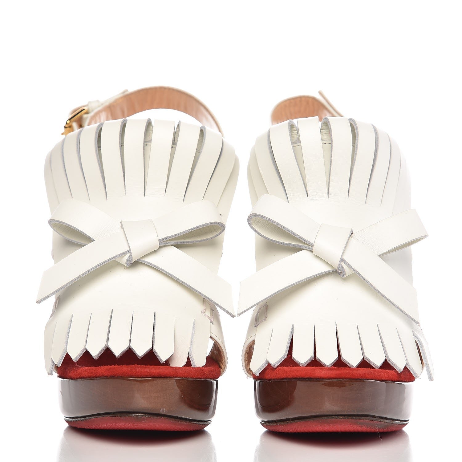 Christian Louboutin Calfskin Fringe Soclogolfi 120 Platform Slingback Sandals 37.5 Latte 2 of 18