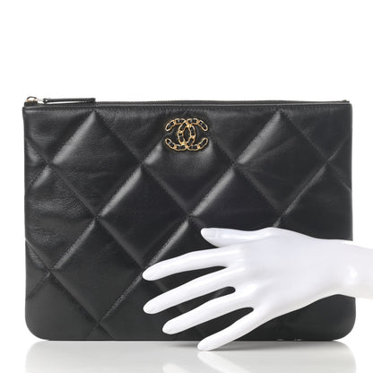 Chanel Goatskin Quilted Large Chanel 19 Cosmetic Case Black 2 of 8