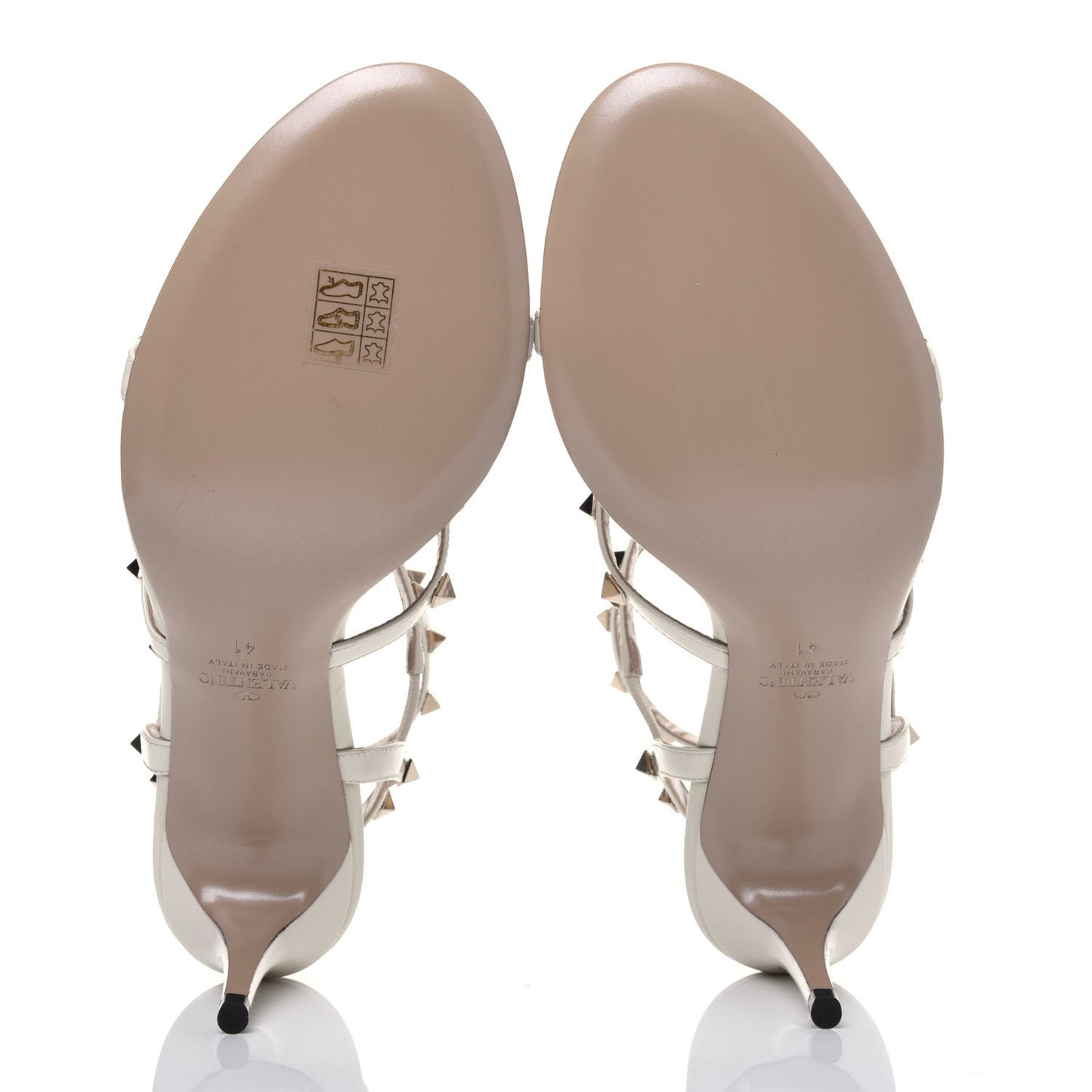 Patent Nappa Rockstud Gladiator 70mm Sandals 41 Light Ivory