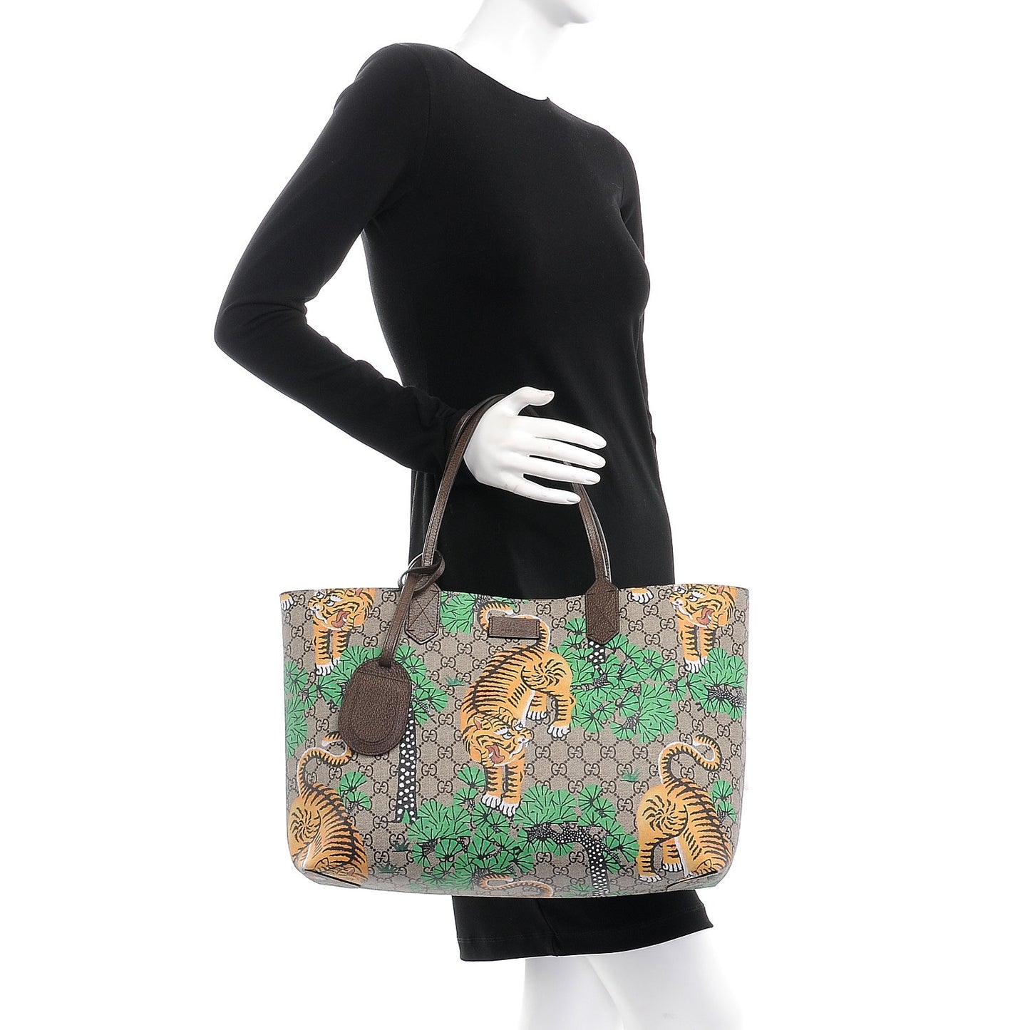 GG Supreme Monogram Bengal Medium Shopping Tote Beige Yard