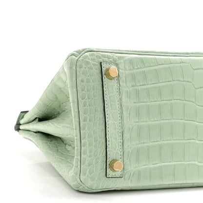 Hermes Matte Alligator Birkin 25 Vert D'eau 9 of 12