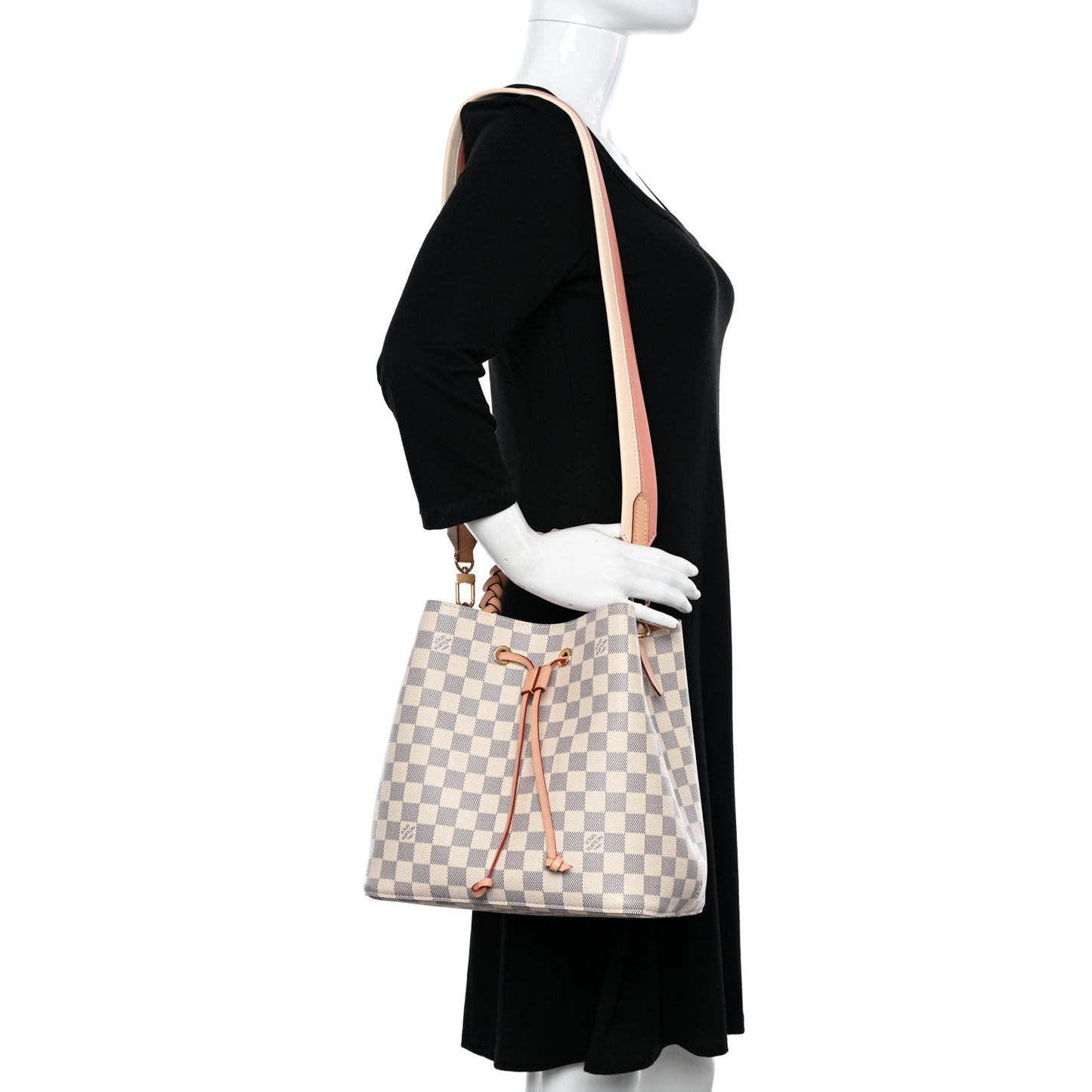 Damier Azur Braided Neonoe MM Peach Cream