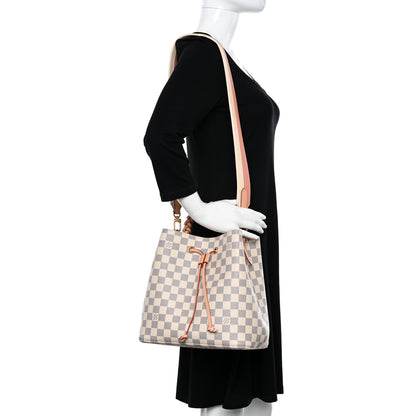 Louis Vuitton Damier Azur Braided Neonoe MM Peach Cream 2 of 10
