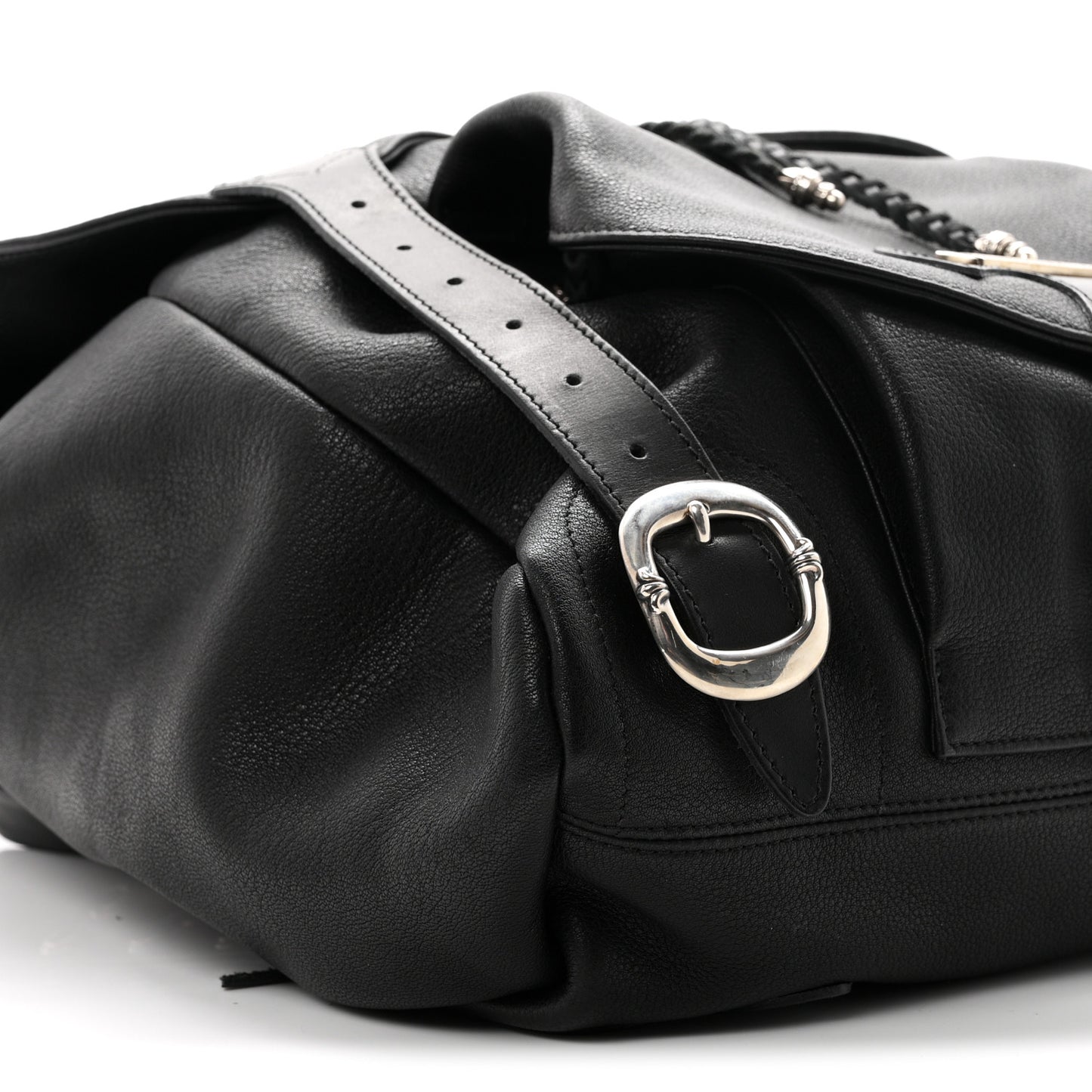 Calfskin Cross Patch Feurknee Backpack  Black