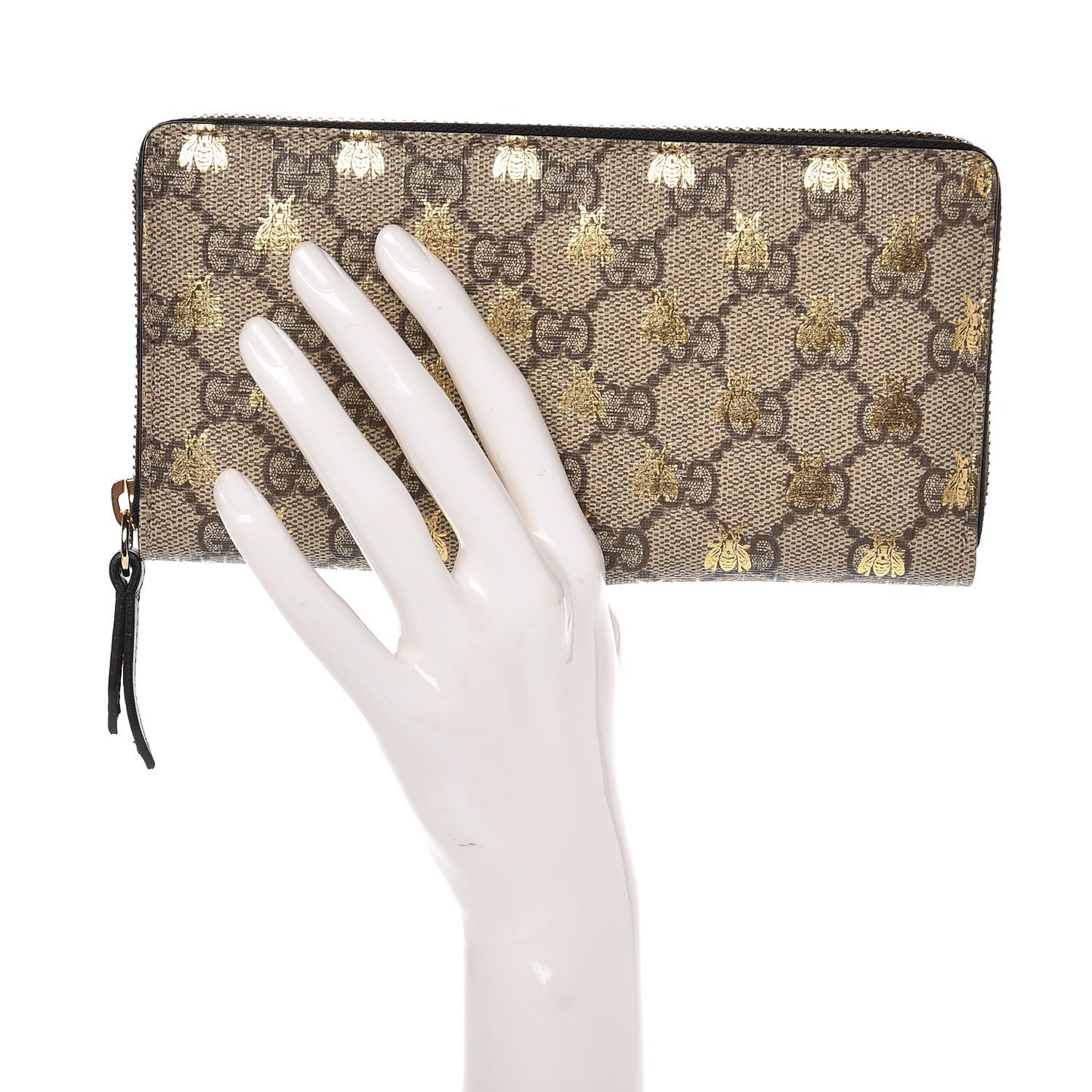 GG Supreme Monogram Bees Zip Around Wallet