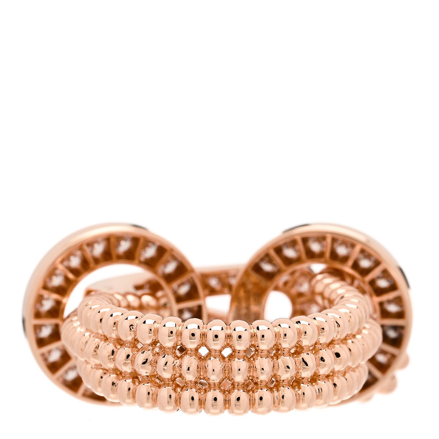 18K Pink Gold Diamond Agrafe Ring 52 6