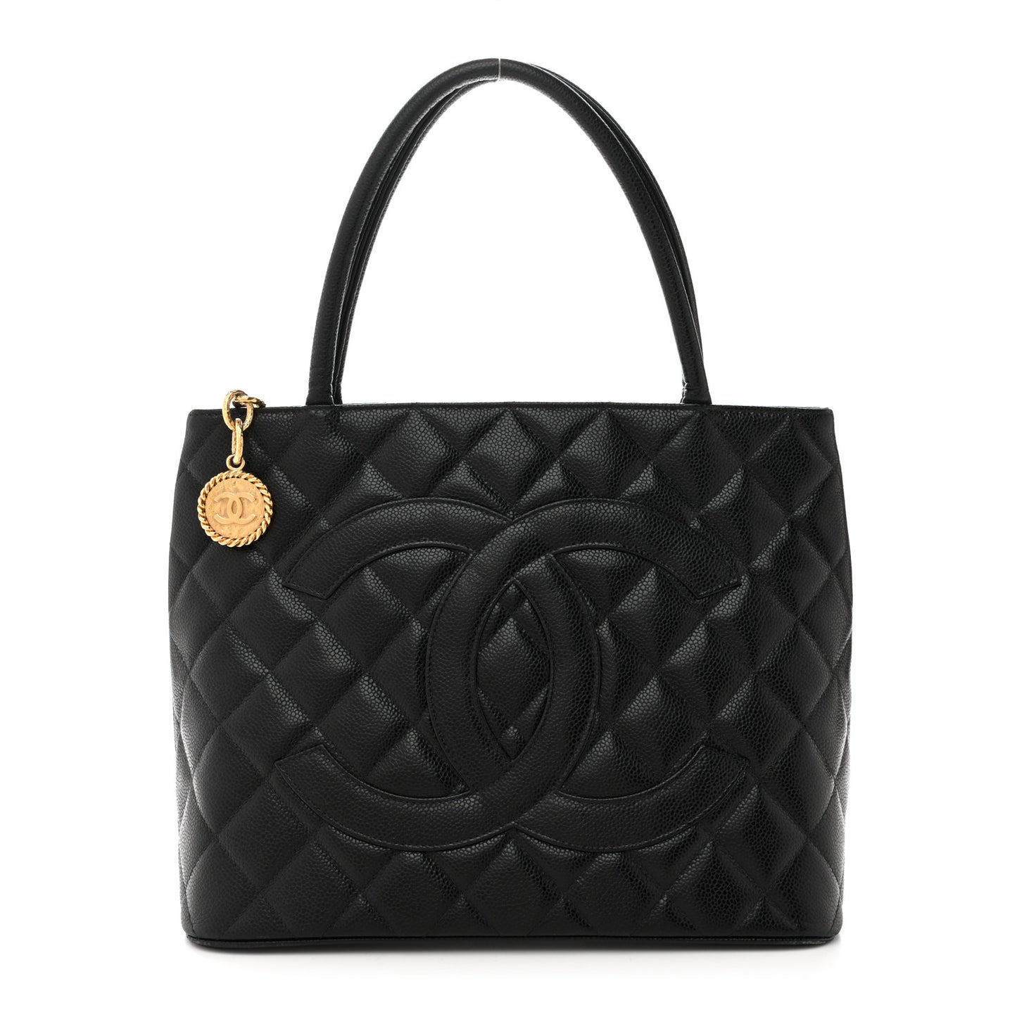 Caviar Quilted Medallion Tote Black