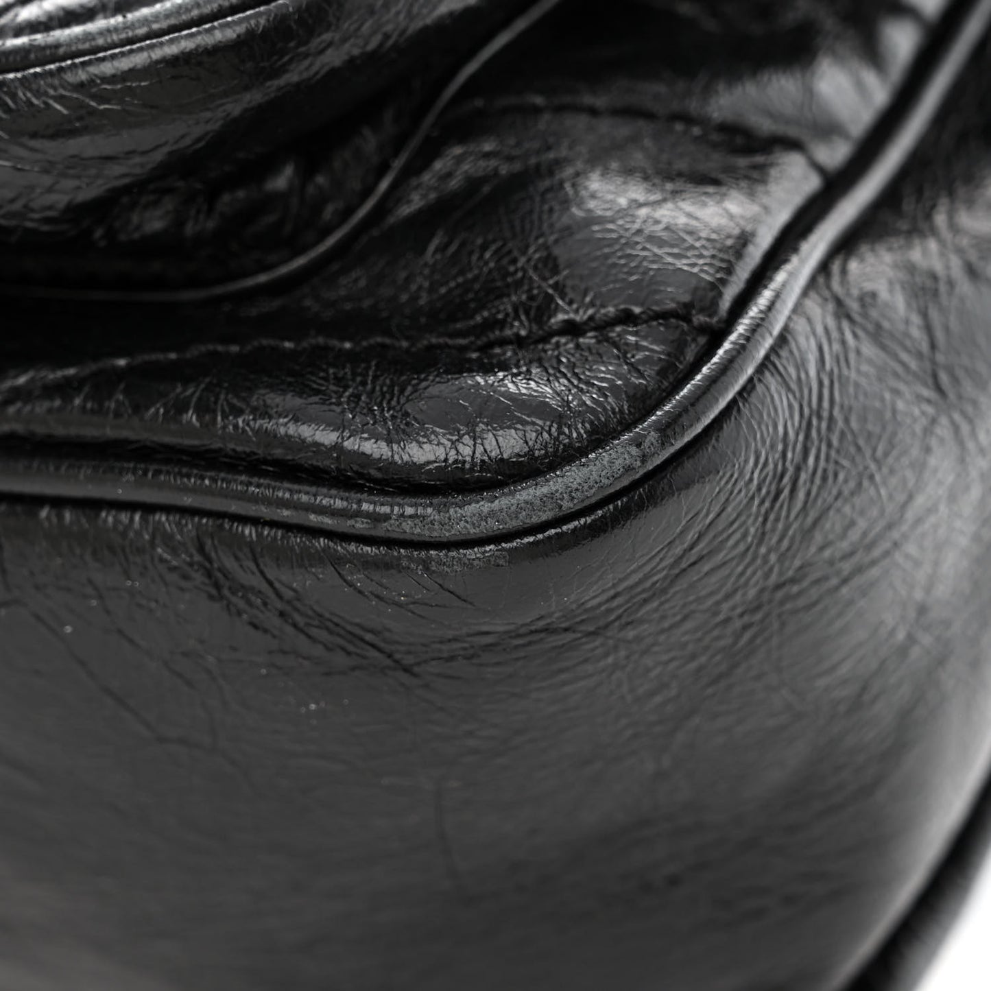 Crinkled Calfskin Matelasse Monogram Medium Niki Chain Satchel Black