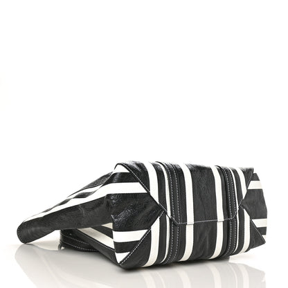 Balenciaga Agneau Arena Striped Patchwork Large Barbes East West Shopper Black White 3 of 5