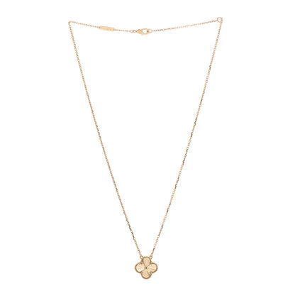 Van Cleef & Arpels 18K Yellow Gold Guilloche Vintage Alhambra Pendant Necklace 3 of 7