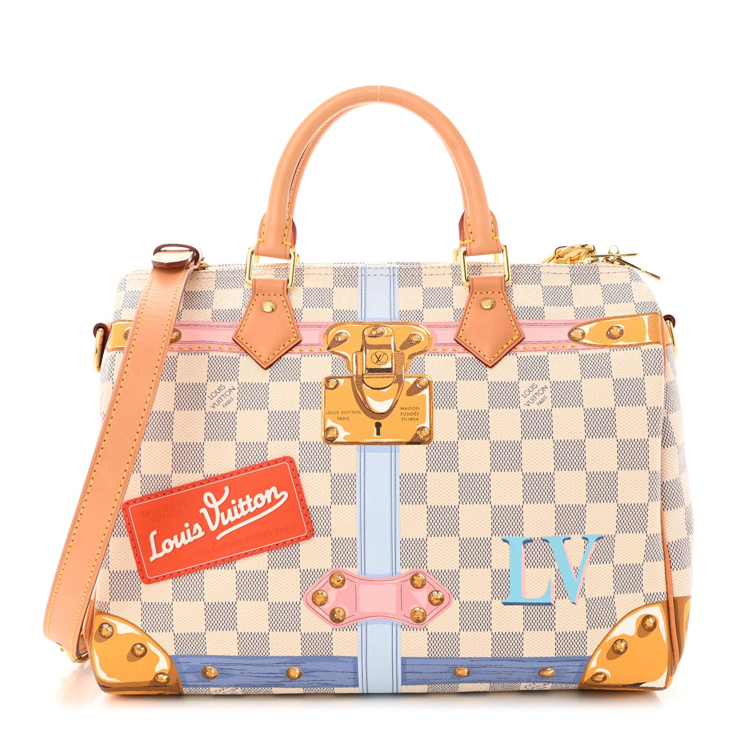 Damier Azur Summer Trunks Speedy Bandouliere 30
