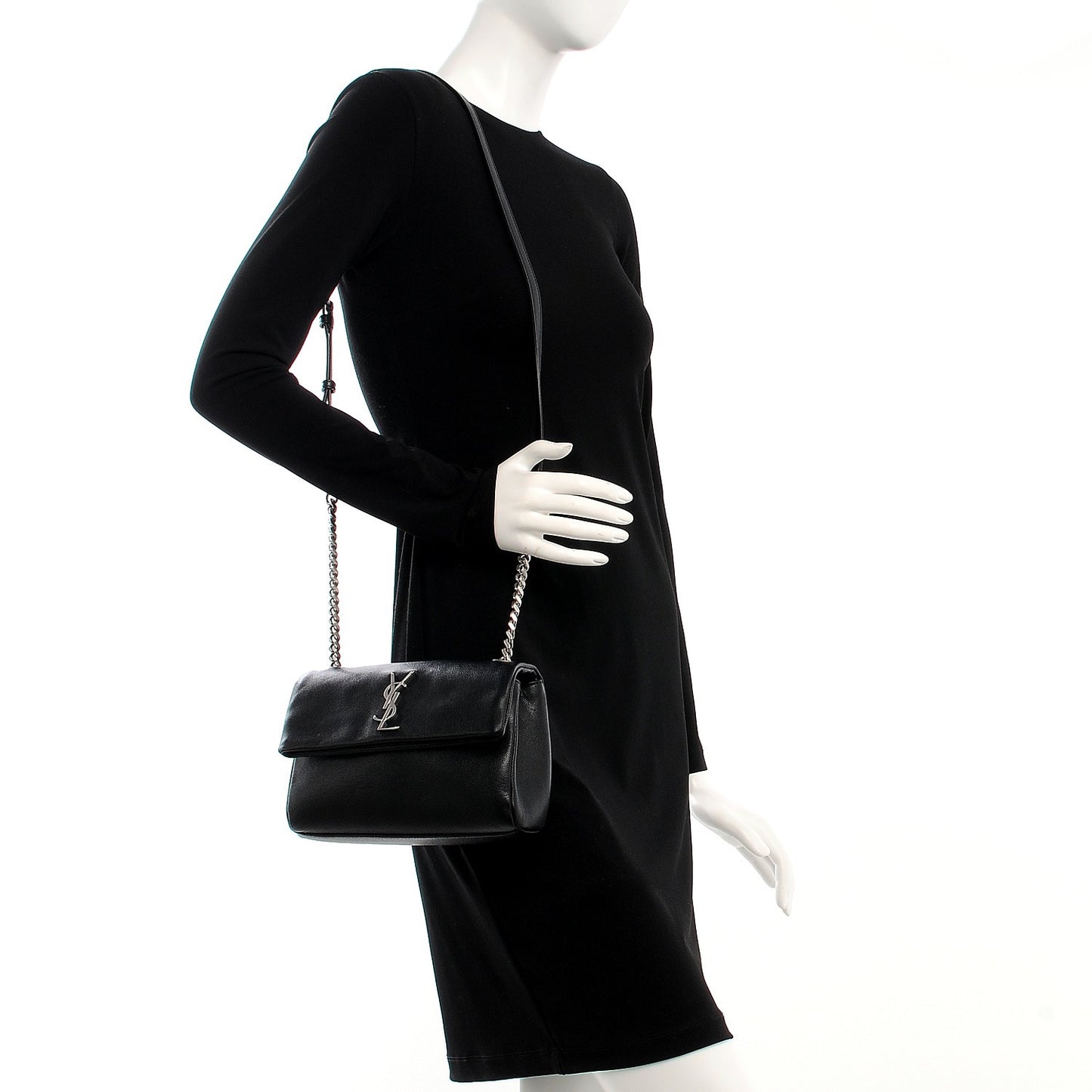 Grain De Poudre Small West Hollywood Monogram Fold-Over Bag Black