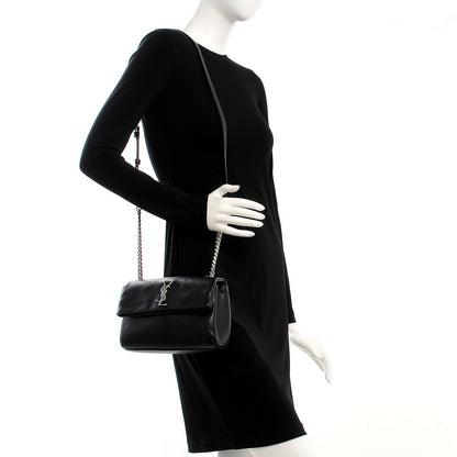 Saint Laurent Grain De Poudre Small West Hollywood Monogram Fold-Over Bag Black 2 of 7