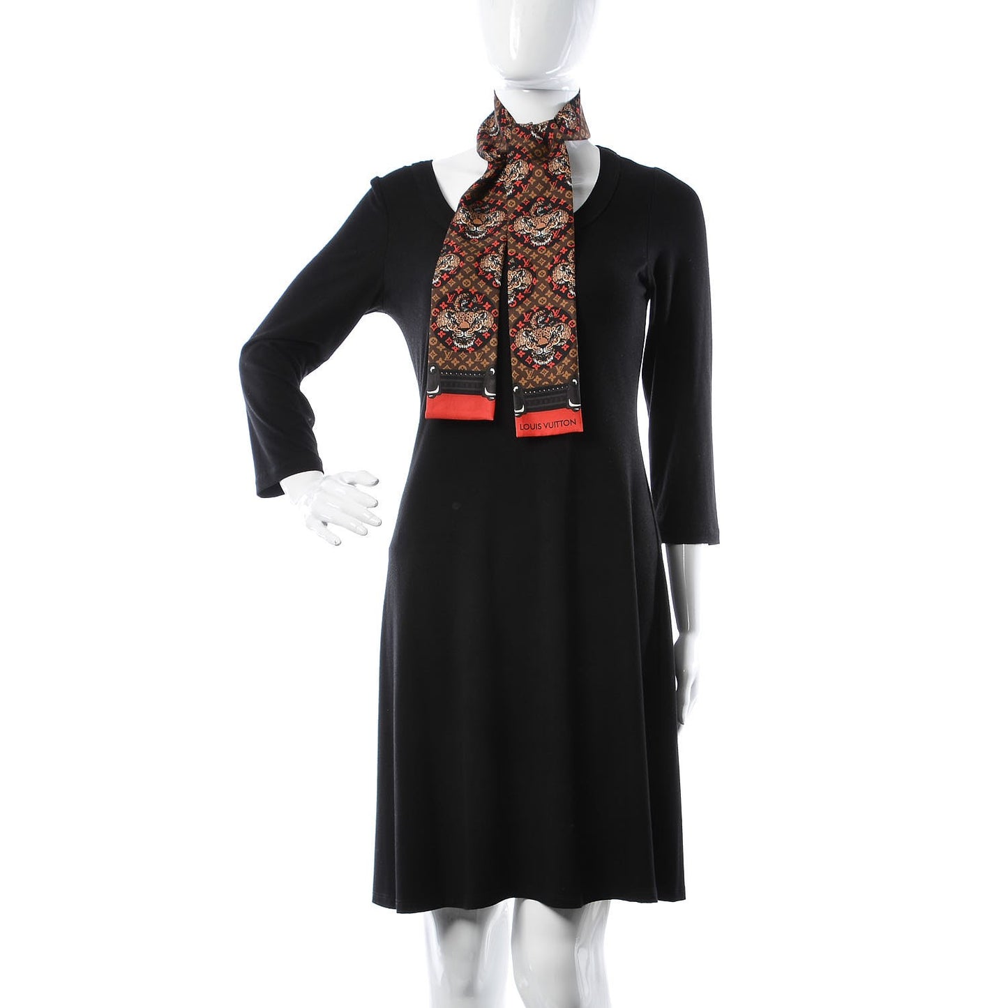 Silk Monogram Jaguar Animalle Bandeau Scarf Marron