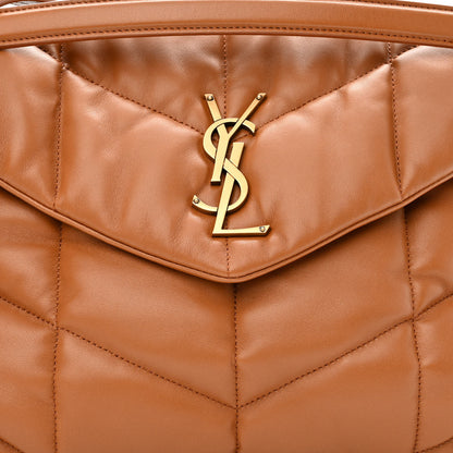 Saint Laurent Lambskin Quilted Medium Loulou Puffer Monogram Chain Satchel Miel Dark 8 of 10