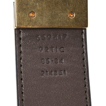Gucci GG Supreme Monogram Plutone Calfskin Double G Reversible 30mm Belt 85 34 Beige Ebony New Acero 6 of 9