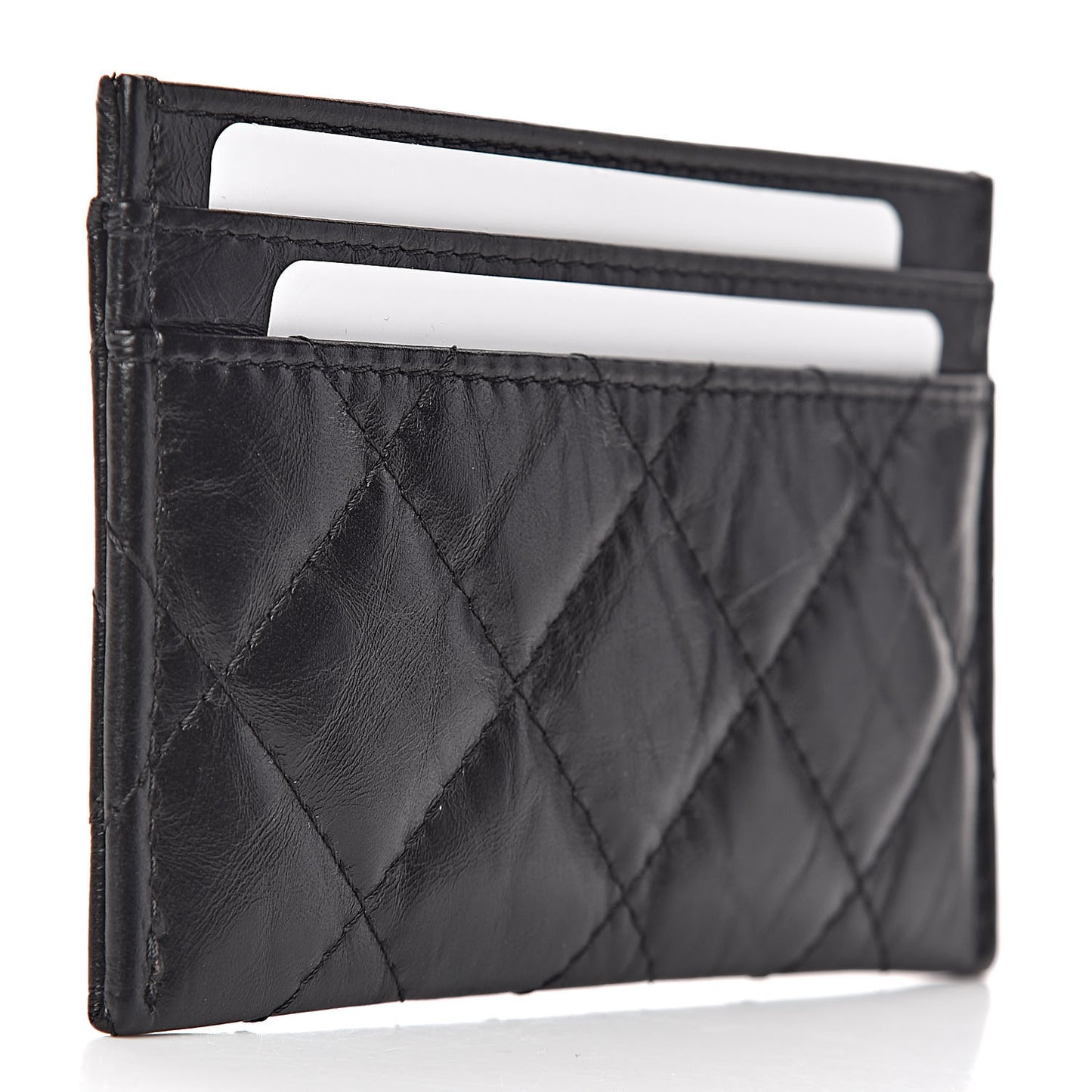 Aged Calfskin Quilted Reissue Card Holder So Black