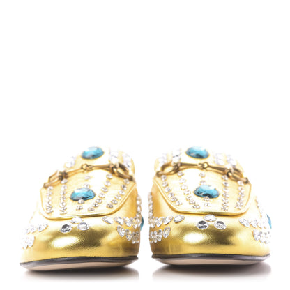 Gucci Metallic Nappa Crystal Womens Princetown Slippers 38.5 Gold 2 of 10