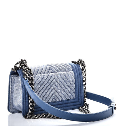 Chanel Denim Chevron Small Boy Flap Light Blue 3 of 7
