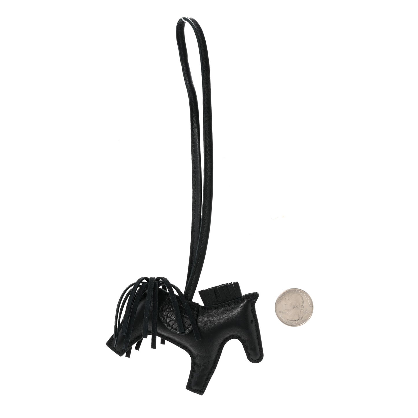 Milo Lambskin Matte Alligator Touch Grigri Rodeo Horse Bag Charm PM So Black