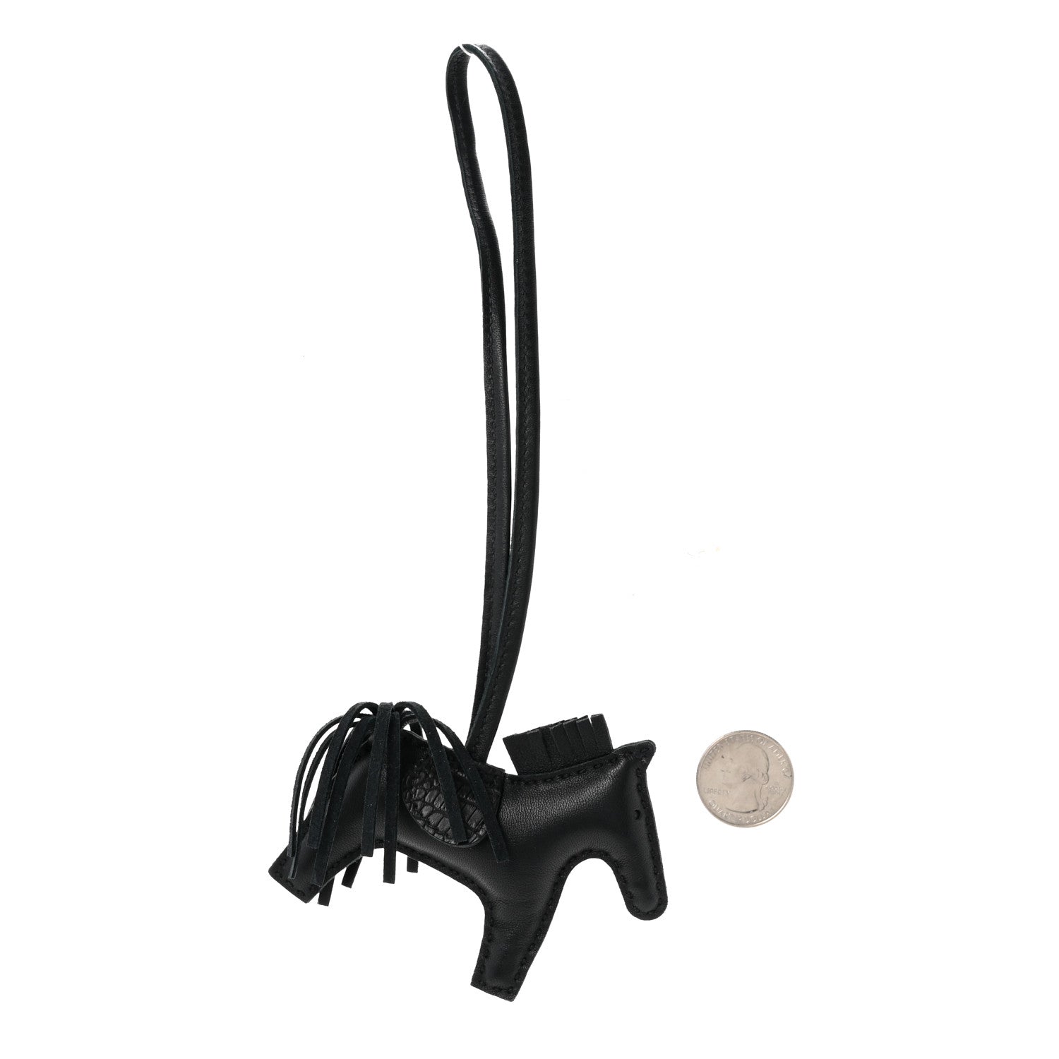 Hermes Milo Lambskin Matte Alligator Touch Grigri Rodeo Horse Bag Charm PM So Black 2 of 4