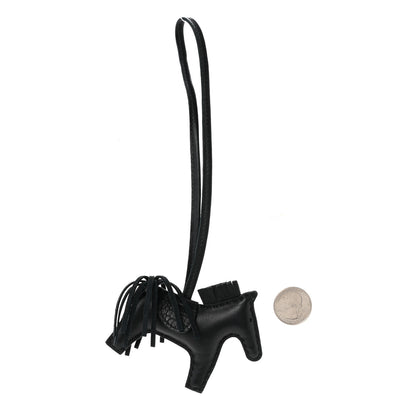 Hermes Milo Lambskin Matte Alligator Touch Grigri Rodeo Horse Bag Charm PM So Black 2 of 4