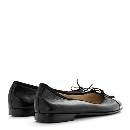 Chanel Lambskin Patent Cap Toe CC Ballerina Flats 40.5 Black 4 of 7