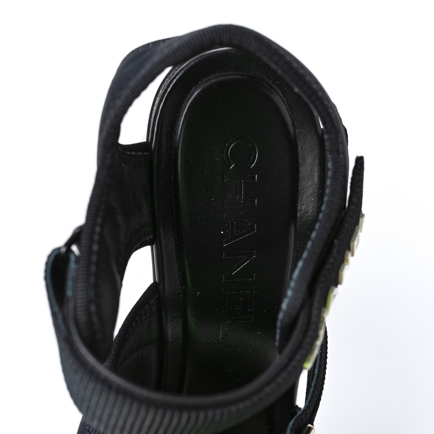 Chanel Fabric Metal CC Logo Sandals 38 Black 7 of 7