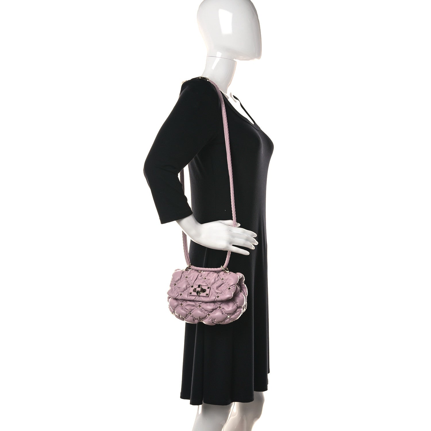 Valentino Garavani Nappa Small Spikeme Shoulder Bag Water Lillac 2 of 9