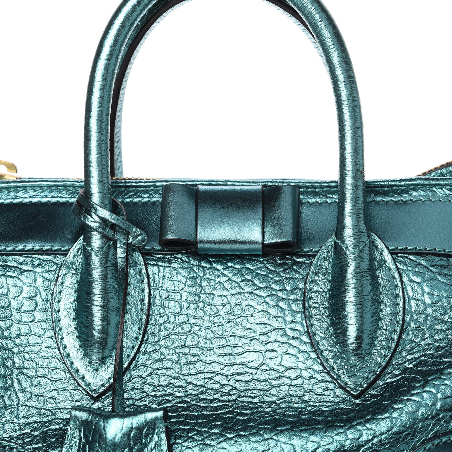 Burberry Metallic Calfskin Blaze Satchel Petrol Blue 10 of 12