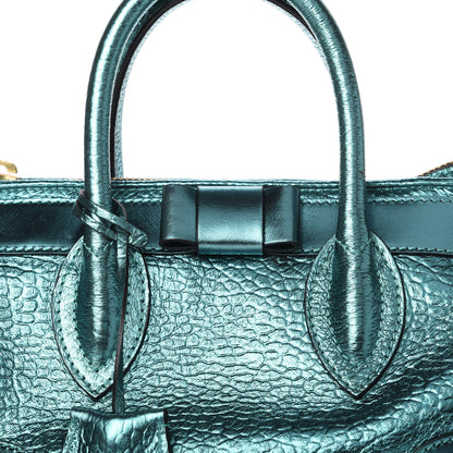 Burberry Metallic Calfskin Blaze Satchel Petrol Blue 10 of 12