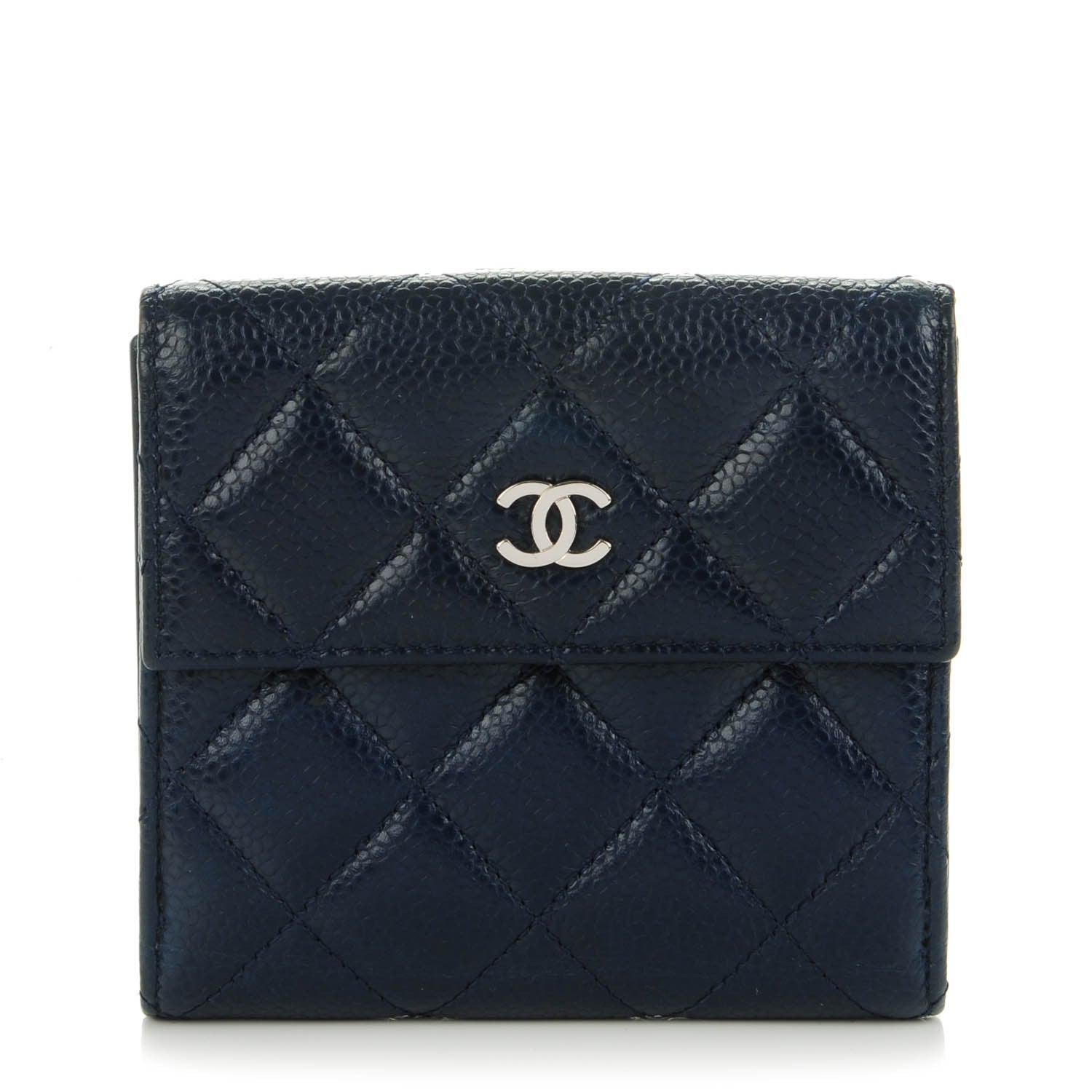 Chanel Caviar Quilted Compact French Flap Wallet Marine 1 of 9