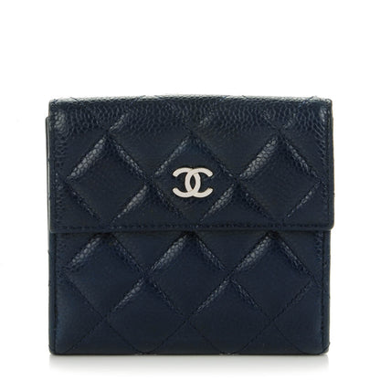 Chanel Caviar Quilted Compact French Flap Wallet Marine 1 of 9