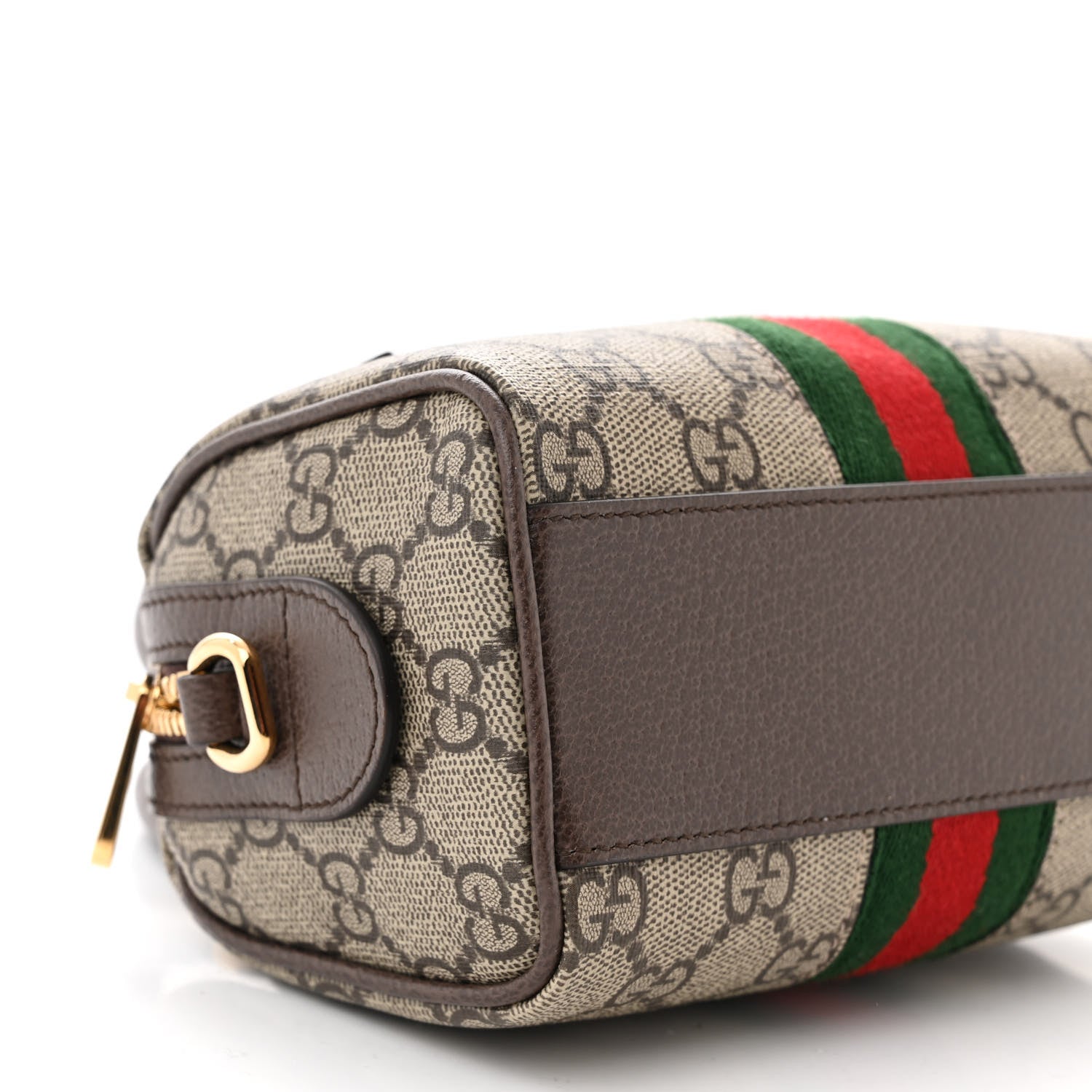 Gucci GG Supreme Monogram Textured Dollar Calfskin Web Super Mini Ophidia Top Handle Bowler Bag Beige Ebony New Acero 9 of 10