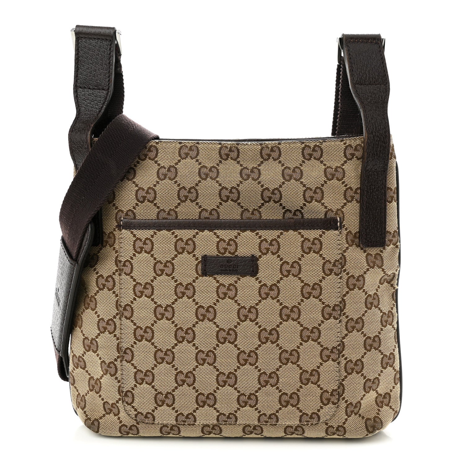 Gucci Monogram Flat Messenger Bag Dark Brown 1 of 10