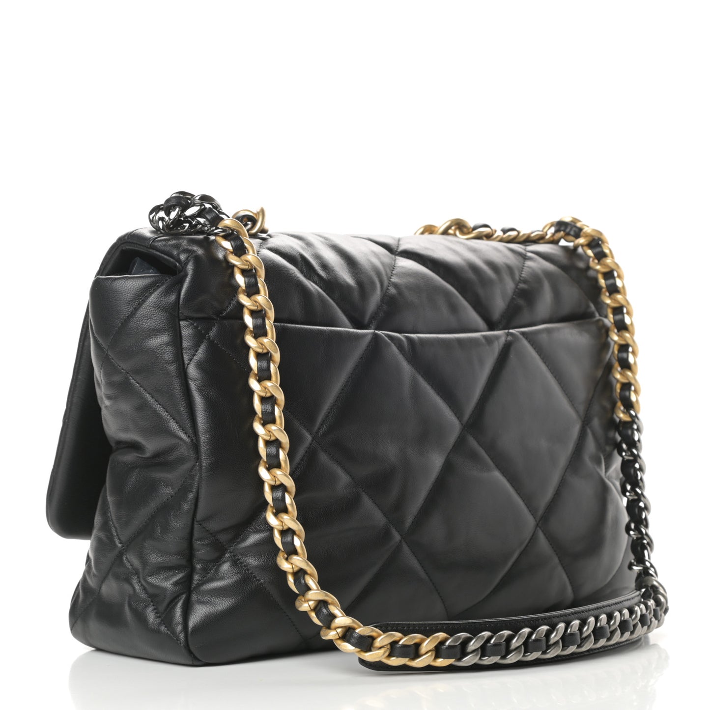 Goatskin Quilted Maxi Chanel 19 Flap Black