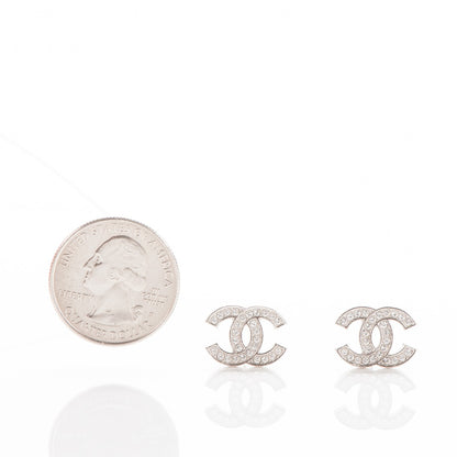 Chanel Crystal CC Earrings Silver 2 of 4