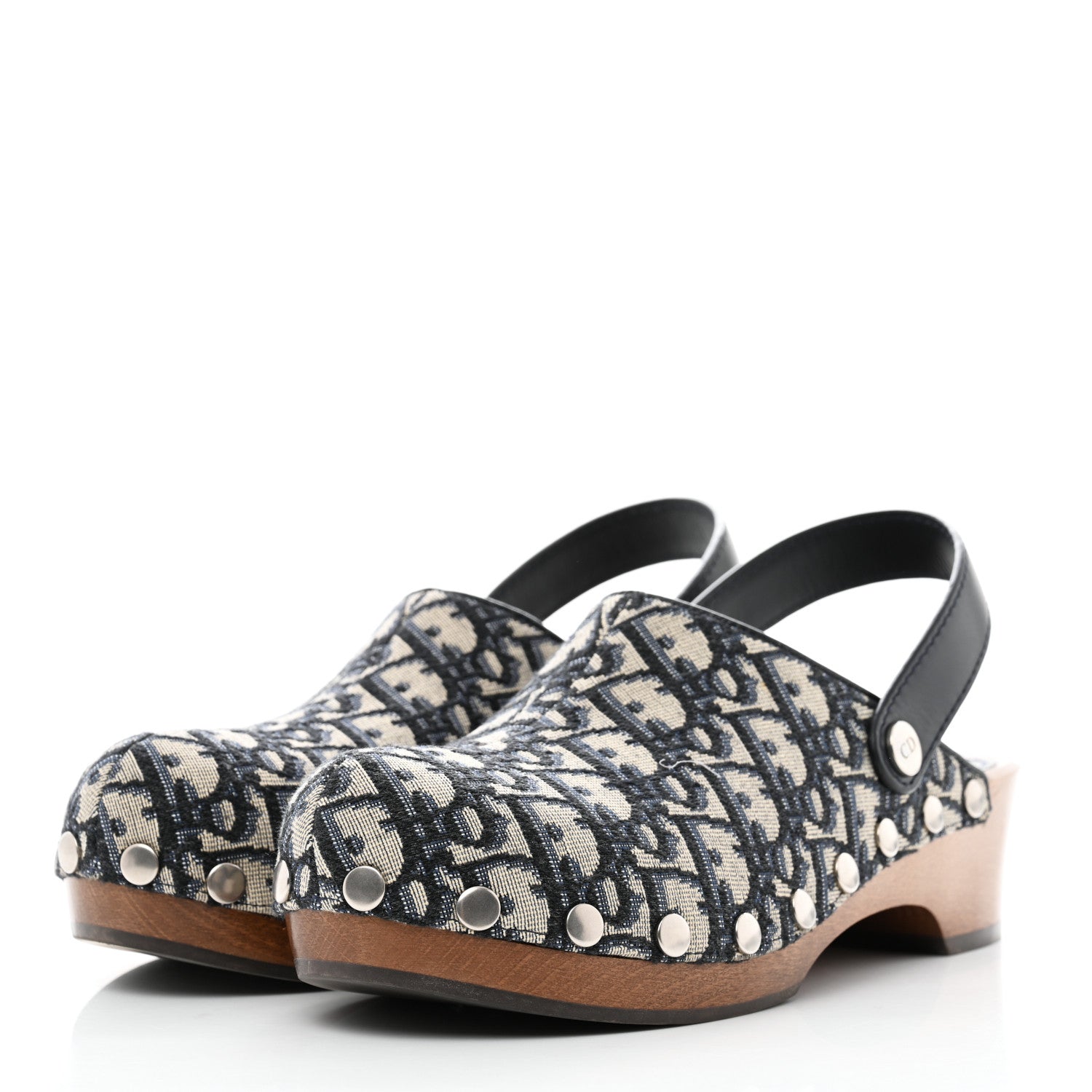 Christian Dior Canvas Oblique Diorquake 20mm Slingback Clogs 39 Deep Blue 3 of 8