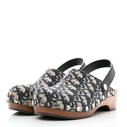 Christian Dior Canvas Oblique Diorquake 20mm Slingback Clogs 39 Deep Blue 3 of 8