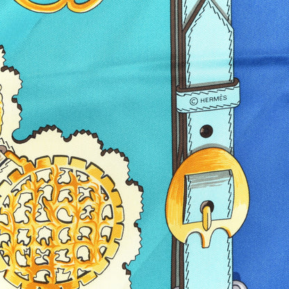 Hermes Silk Cuivreries Scarf 90 Turquoise Fonce Cobalt Jaune 3 of 4