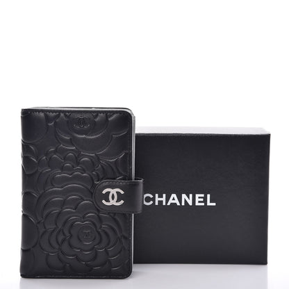 Chanel Lambskin Camellia Embossed Zipped Pocket Wallet Black 9 of 9