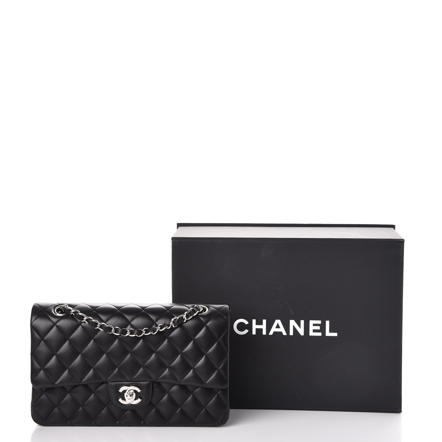 Chanel Lambskin Quilted Medium Double Flap Black 9 of 9