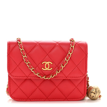 Chanel Lambskin Quilted Pearl Crush Clutch With Chain Red 1 of 13