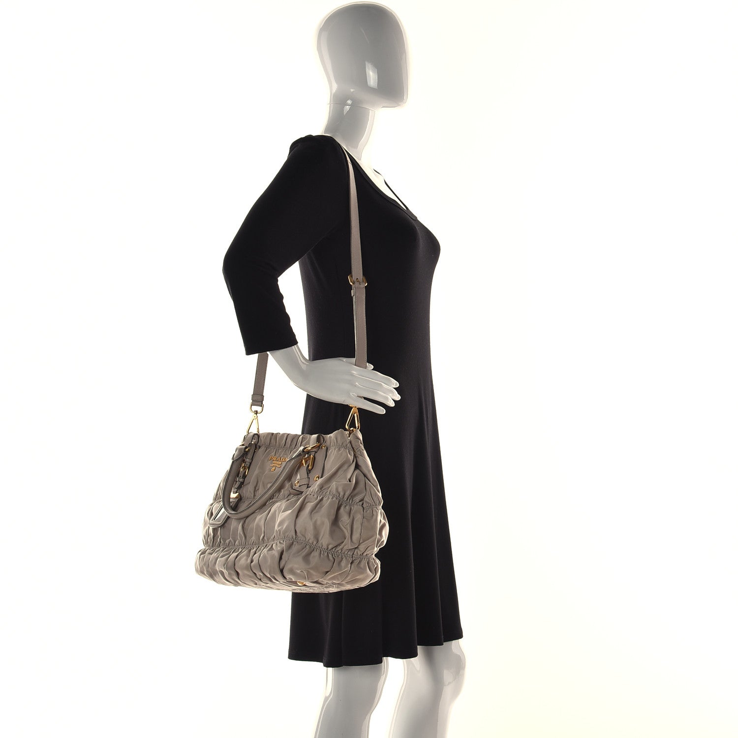 Prada Tessuto Nylon Gaufre Shopping Satchel Alluminio 4 of 14