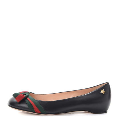 Gucci Calfskin Web Ballerina Flat 39 Nero Black 1 of 10