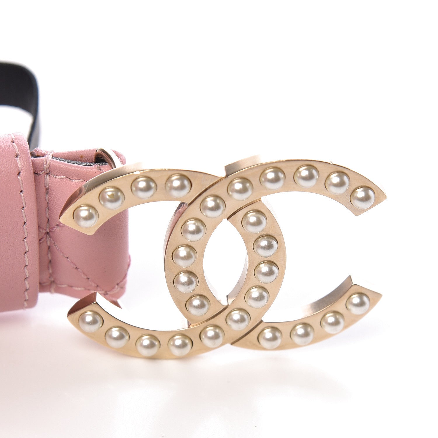 Chanel Pearl Lambskin Quilted CC Belt 95 38 Pink 470941 – FASHIONPHILE