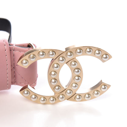Chanel Pearl Lambskin Quilted CC Belt 95 38 Pink 9 of 9