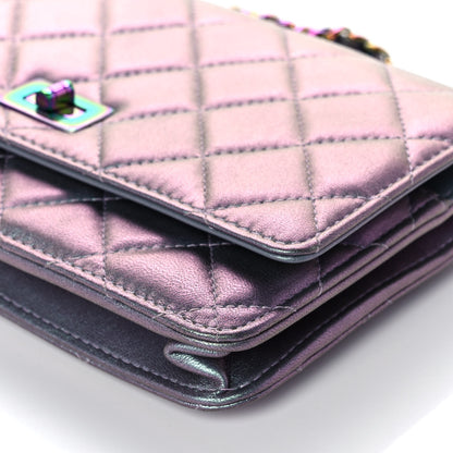 Chanel Iridescent Lambskin Quilted Reissue Wallet On Chain WOC Light Purple 10 of 10