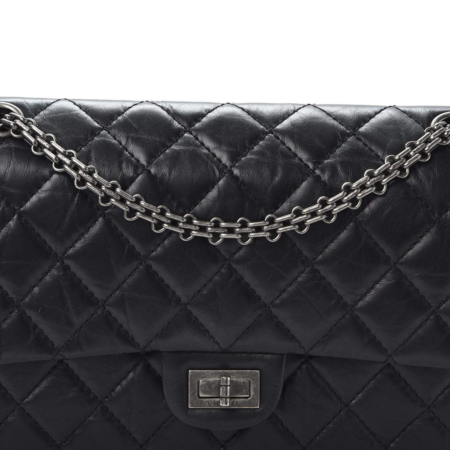 Aged Calfskin Quilted 2.55 Reissue 226 Flap Black